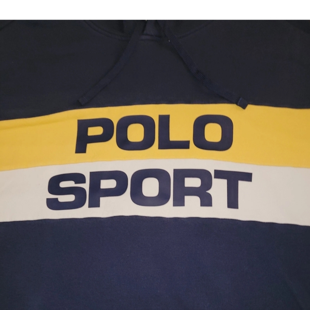 Polo Sport Ralph Lauren Hoodie Y2K Vintage 2XLT Color Block Spellout Retro 90's - Picture 3 of 12